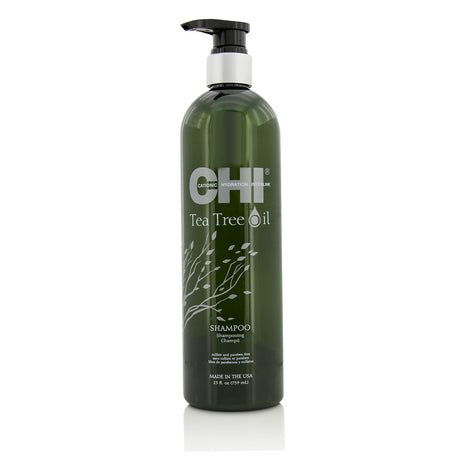 CHI Tea Tree Oil Shampoo 739ml/25oz bottle showcasing revitalizing ingredients for a healthier scalp and shiny hair.