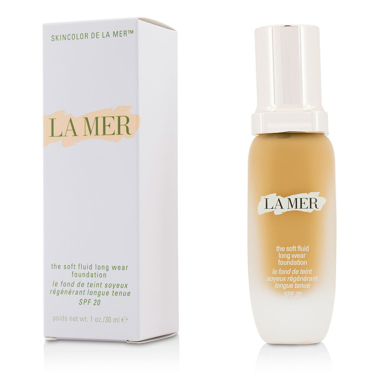 La Mer Soft Fluid Foundation SPF 20 #42/330 Tan, a lightweight liquid for flawless, long-lasting coverage with skin-nourishing benefits.