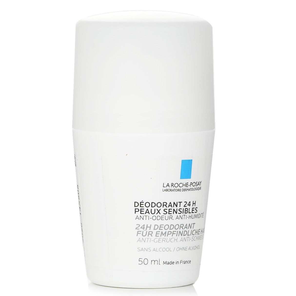 La Roche Posay 24HR Deodorant Roll-On for sensitive skin, offers 24-hour odor protection with soothing Allantoin and Perlite.