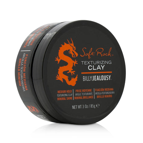 Billy Jealousy Soft Rock Texturizing Clay in 85g jar for medium hold, minimal shine, enriched with oils and shea butter for styling.