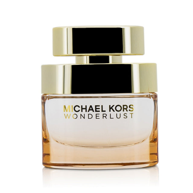 Michael Kors Wonderlust Eau De Parfum Spray in 50ml, featuring floral fruity notes of almond milk, pink pepper, and sandalwood.