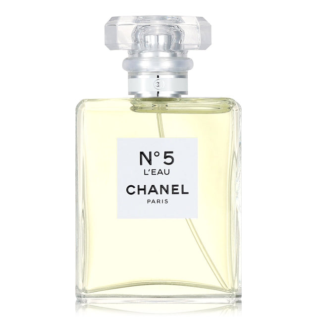 Chanel No.5 L'Eau Eau De Toilette Spray in 50ml, a fresh floral fragrance with citrus, rose, and musk notes, perfect for spring.