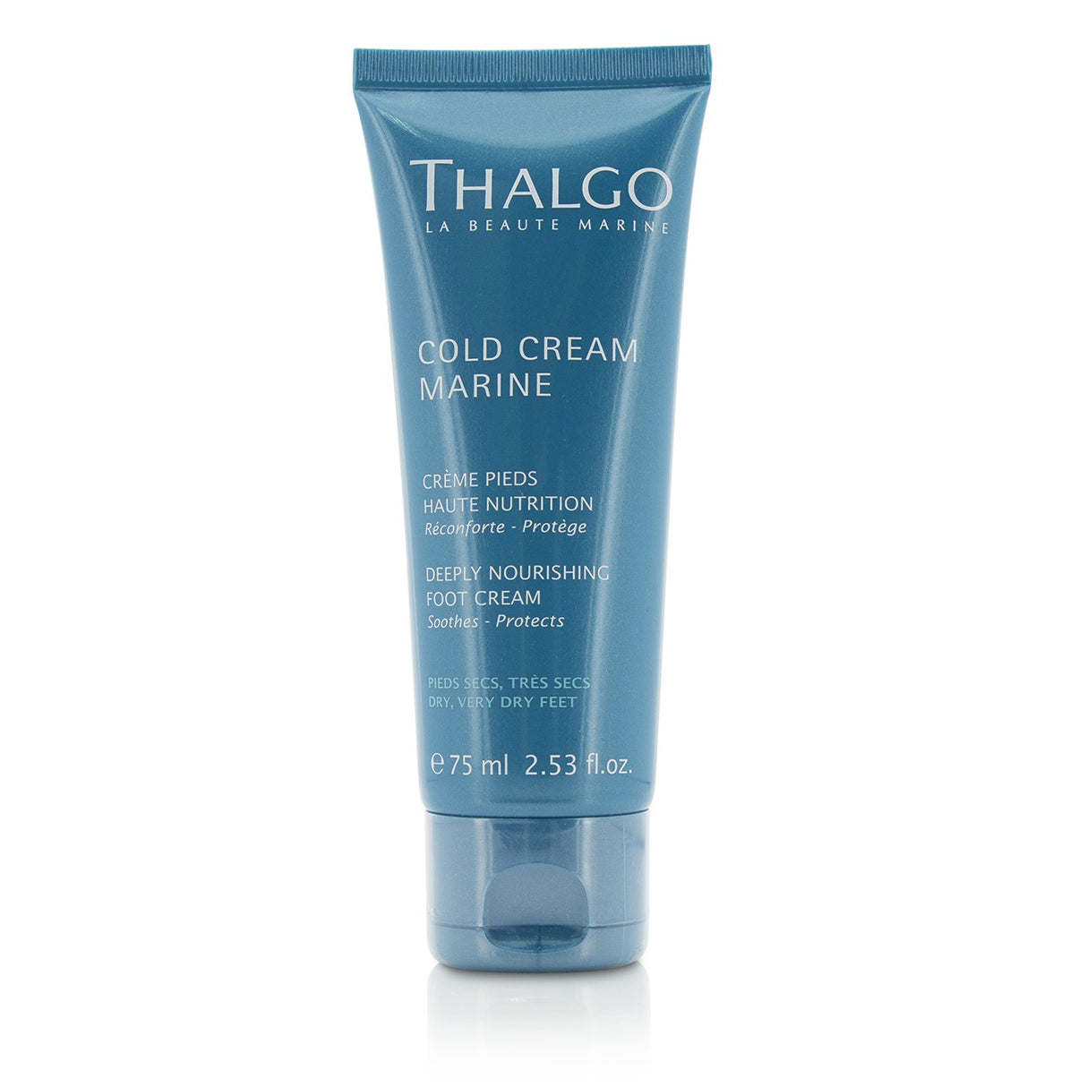 Thalgo Cold Cream Marine Foot Cream in 75ml, deeply nourishes and hydrates dry feet with centella asiatica for cracked areas.