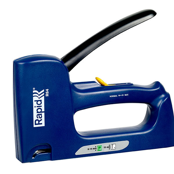 Lightweight and durable staple gun with dual magazine for staples and brads, ergonomic handle for easy use in various projects.