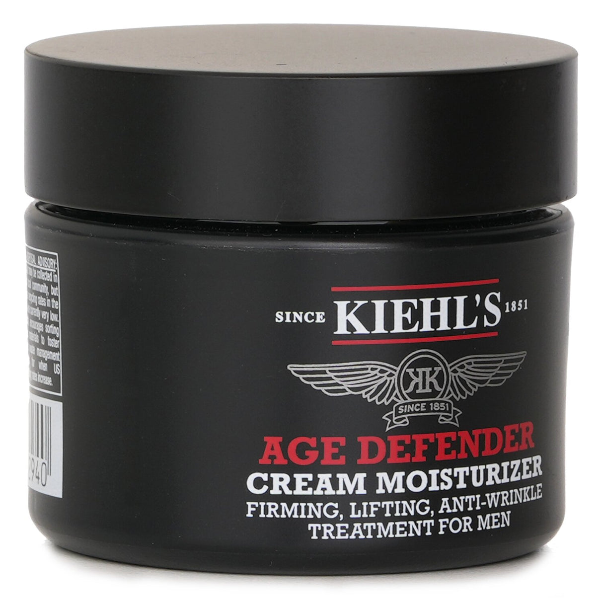 Kiehl's Age Defender Moisturizer for men, a firming cream with Linseed Extract, Caffeine, and Soy Protein for youthful skin.