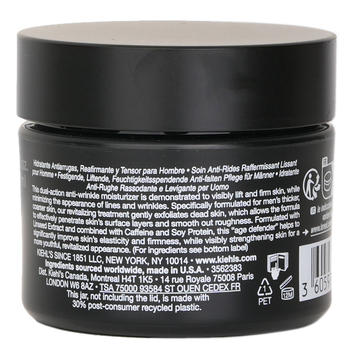 Kiehl's Age Defender Moisturizer 50ml for men, enriched with Linseed, Caffeine & Soy for firm, youthful skin.