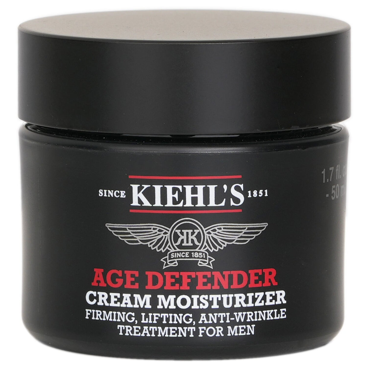 Kiehl's Age Defender Moisturizer for men, 50ml, enhances firmness, reduces fine lines, and revitalizes youthful skin.