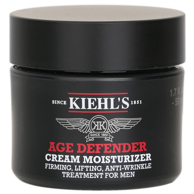 Kiehl's Age Defender Moisturizer for men, 50ml, enhances firmness, reduces fine lines, and revitalizes youthful skin.
