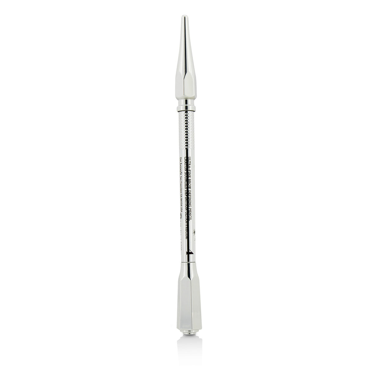 Ultra-fine brow pencil in #4 (Medium) with twist-up tip and spoolie, offering 12-hour waterproof wear for defined brows.