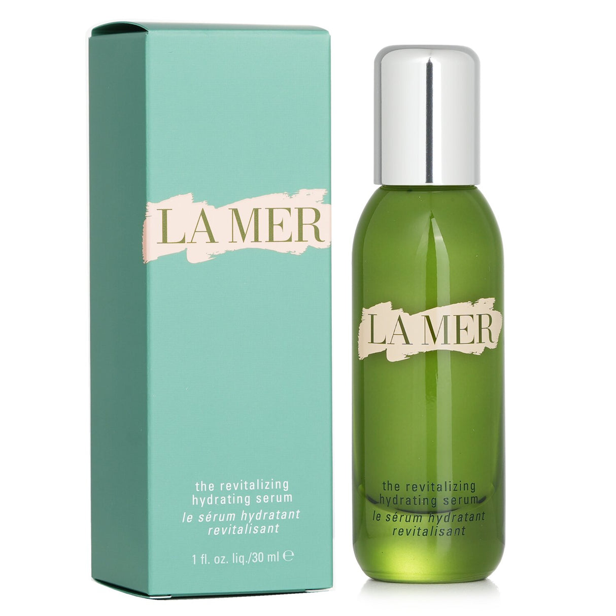 La Mer Revitalizing Hydrating Serum in a 30ml bottle, rejuvenates skin with algae and antioxidants for a youthful glow.