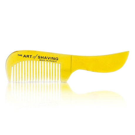 Sleek black suedine mustache comb made from natural Water Buffalo Horn for precise grooming of facial hair.