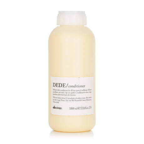 Davines Dede Delicate Daily Conditioner 1000ml: Lightweight formula with red celery extract, nourishes all hair types for shine and manageability.