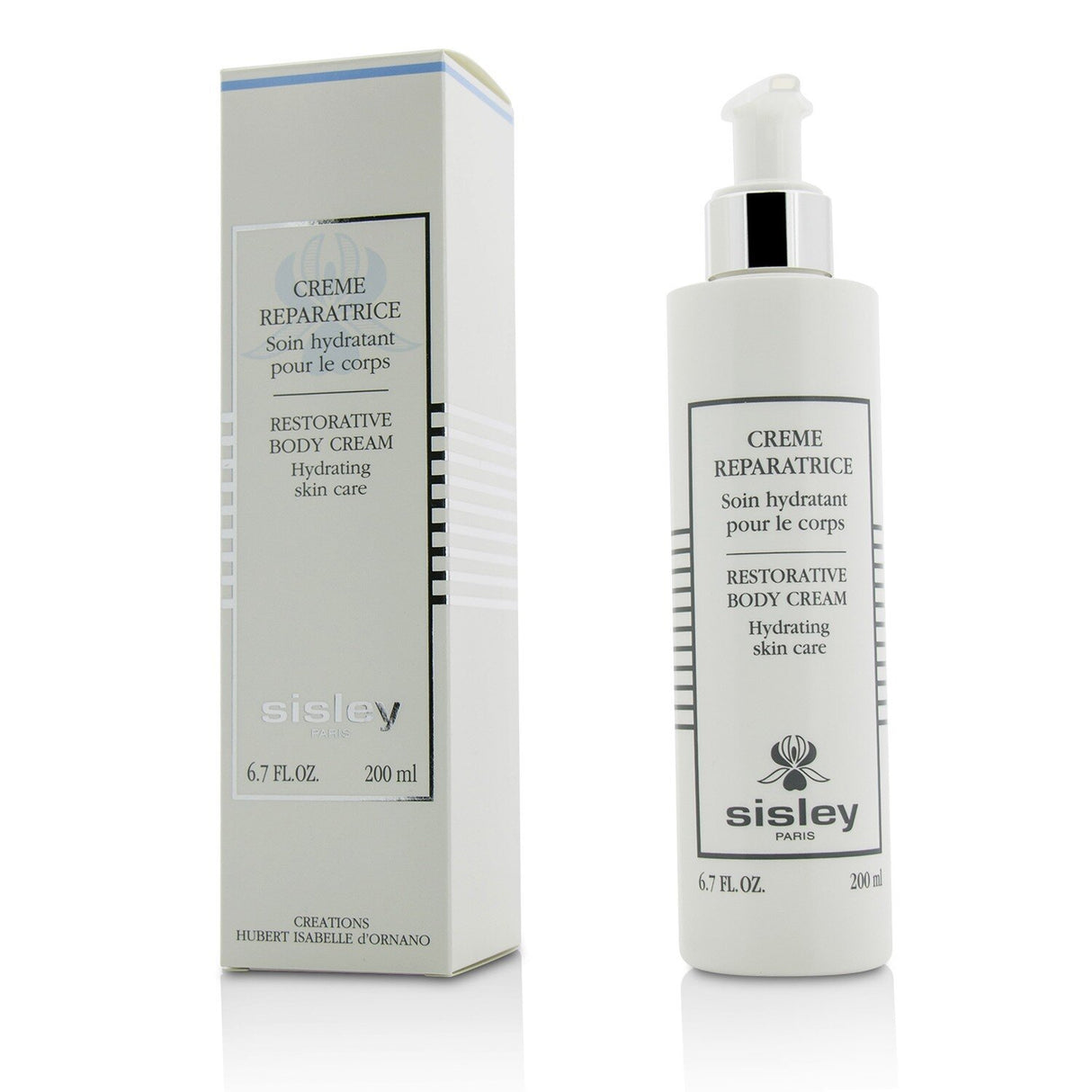 Sisley Restorative Body Cream in a 200ml jar, featuring natural extracts for deep hydration and skin nourishment.