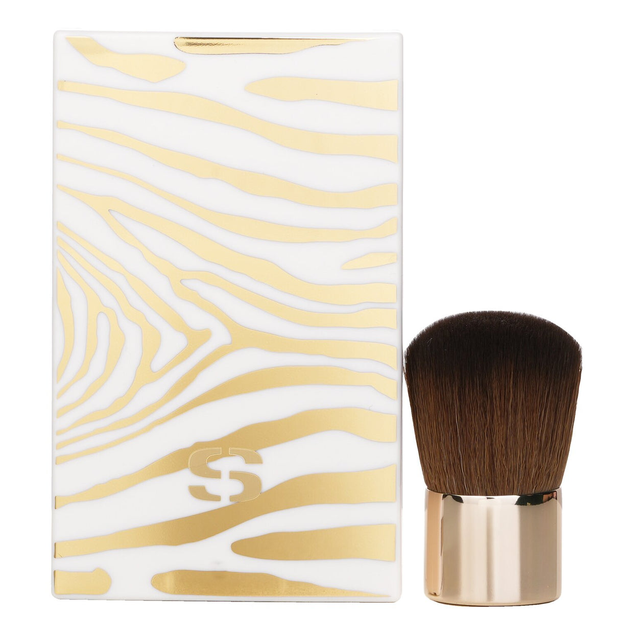 Sisley Phyto Touche Sun Glow Powder #Trio Miel Cannelle, bronzing powder in a golden zebra compact with mini brush for radiant skin.