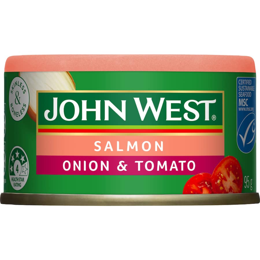 John West Salmon Onion & Tomato Tear tab can 95g