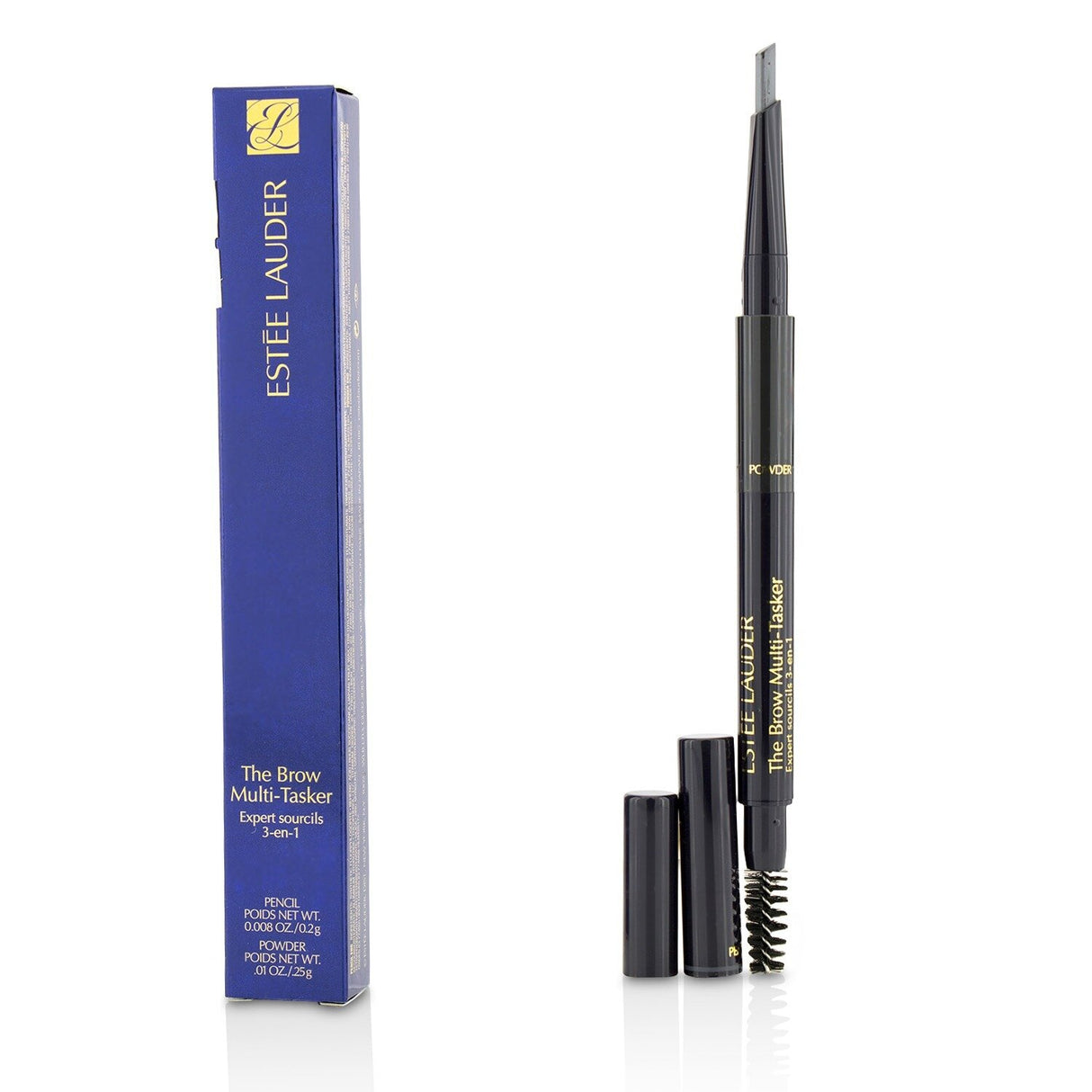 Estee Lauder Brow MultiTasker 3 in 1 with pencil, powder, and brush for perfect eyebrow sculpting and definition.