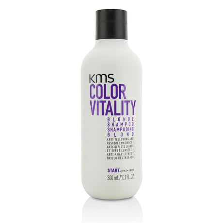 KMS California Color Vitality Blonde Shampoo, anti-yellowing formula for vibrant, radiant blonde hair, suitable for all hair types.