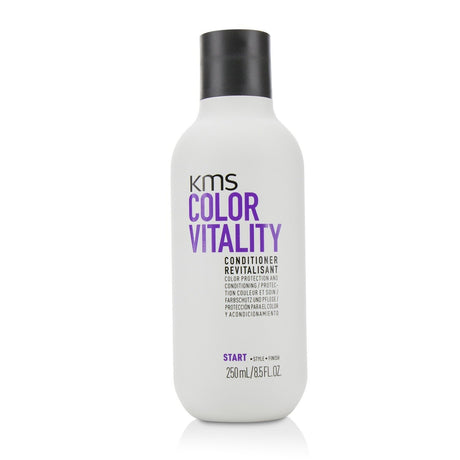 KMS California Color Vitality Conditioner 250ml, protects color-treated hair, nourishes, and enhances manageability with Lilac and Ginger.