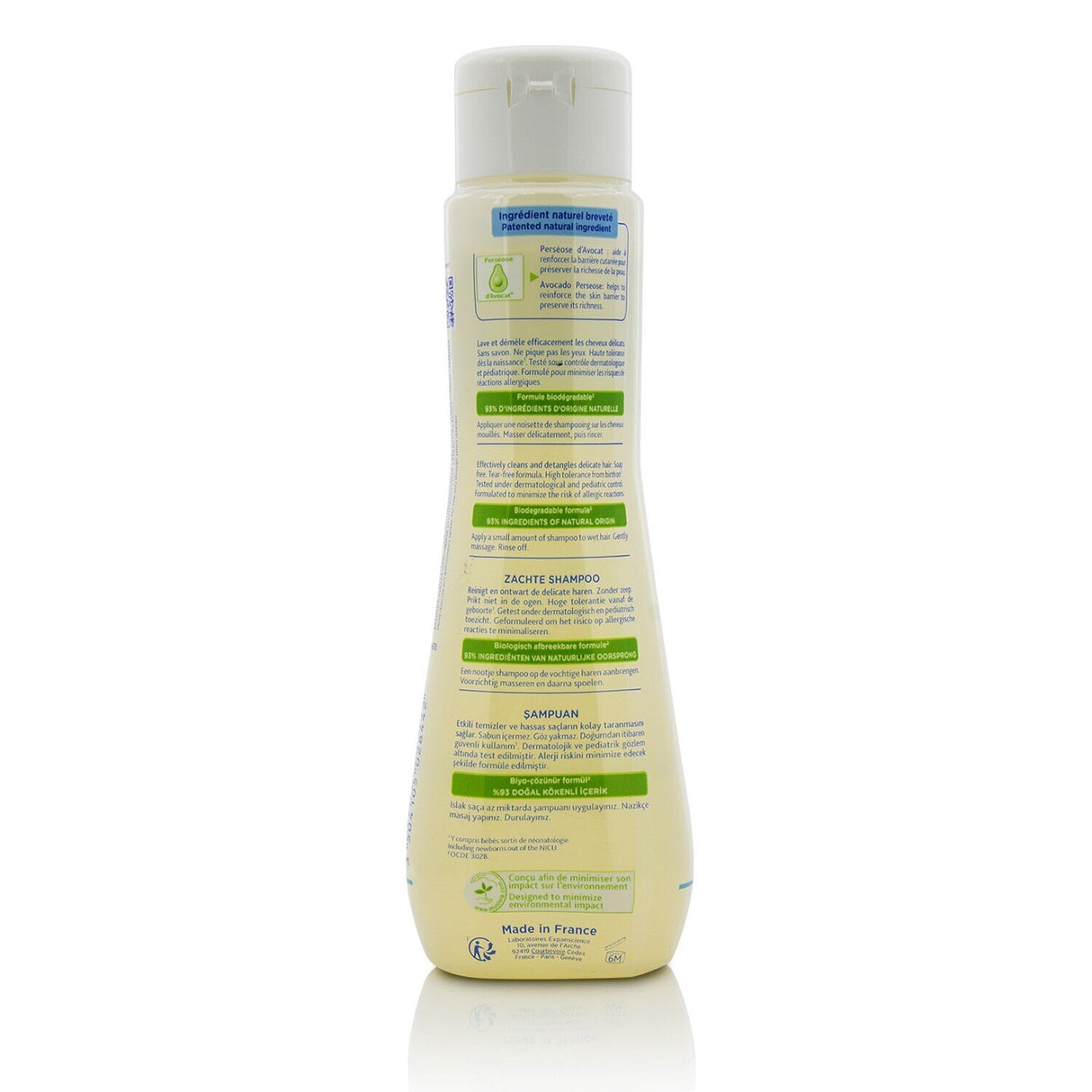 Mustela Gentle Shampoo 200ml for babies, tear-free, eco-friendly, with Chamomile and Avocado for soft, manageable hair.