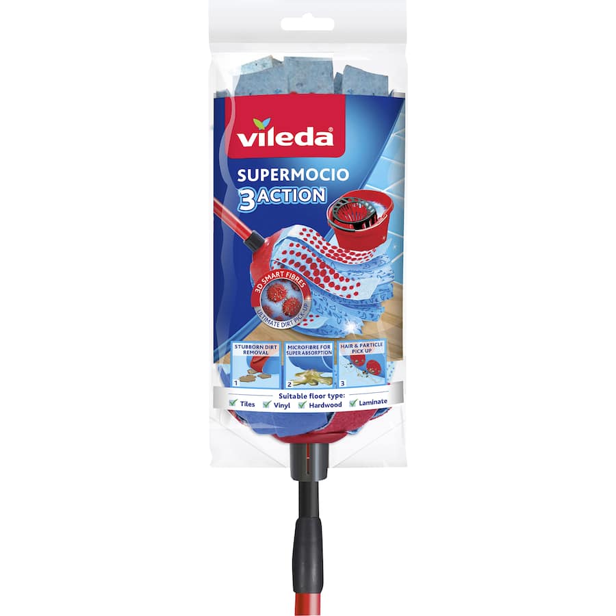 Vileda Supermocio 3 Action Mop With Telescopic Handle - Each