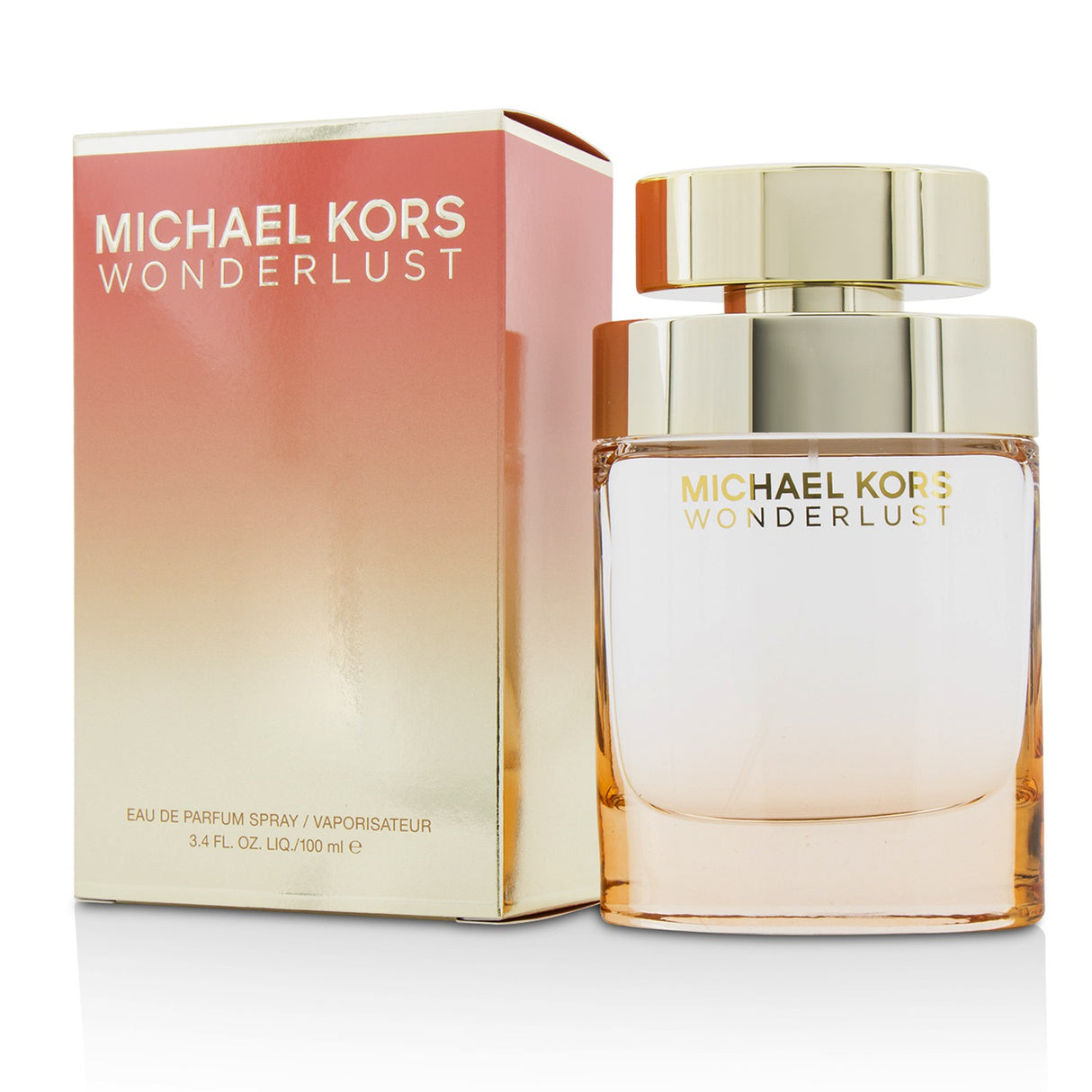 Michael Kors Wonderlust Eau De Parfum Spray 100ml, a floral fruity fragrance with warm almond and sandalwood notes for modern women.