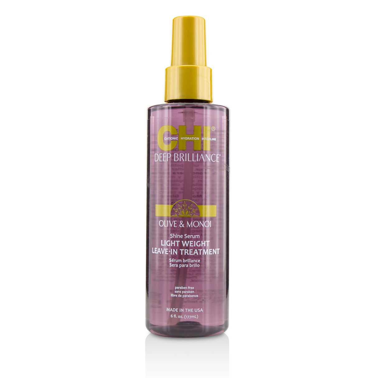 Lightweight leave-in treatment with Olive and Monoi oils for smooth, shiny, and healthy hair restoration.