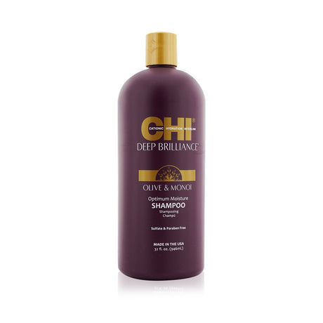 Nourishing CHI shampoo with Olive & Monoi oils for optimal moisture and repair for vibrant, healthy hair.