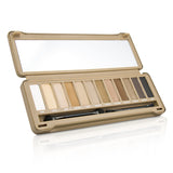 BYS Eyeshadow Palette featuring 12 blendable matte shades and dual-ended applicators in a stylish tin with a full mirror.