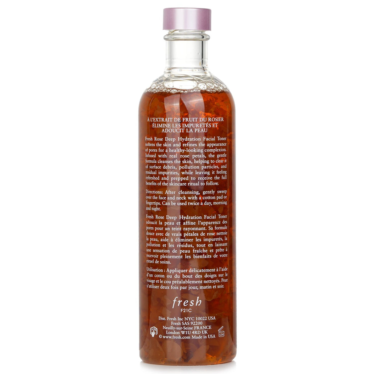 Fresh Rose Deep Hydration Facial Toner in 250ml, enriched with rose extract and hyaluronic acid for refreshed, radiant skin.