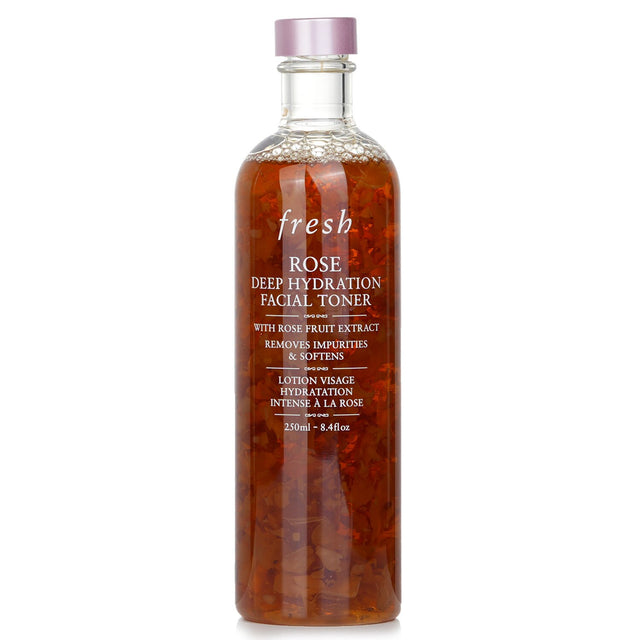 Fresh Rose Deep Hydration Facial Toner: 250ml toner with rose extract and hyaluronic acid for refreshed, hydrated, and radiant skin.