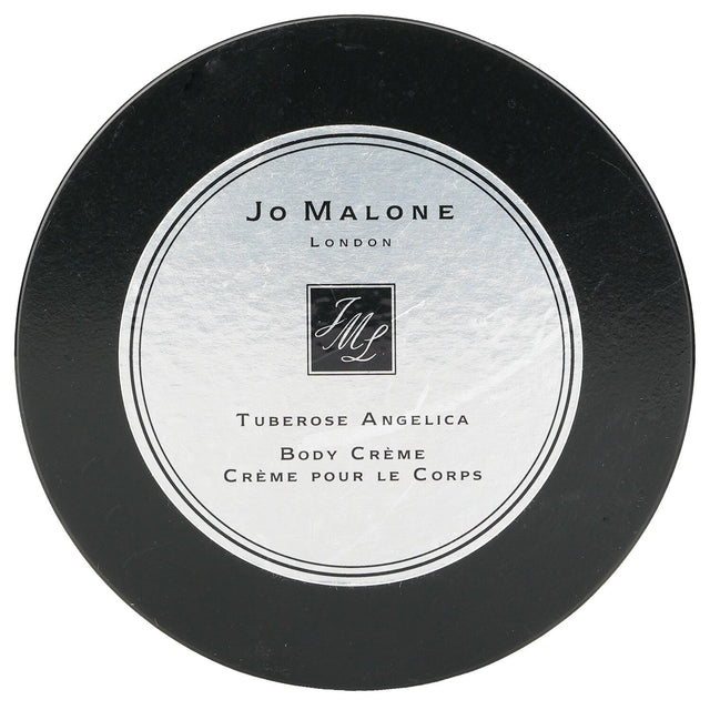 Luxurious Jo Malone Tuberose Angelica Body Creme, enriched with jojoba, cocoa, and almond oils for soft, fragrant skin.