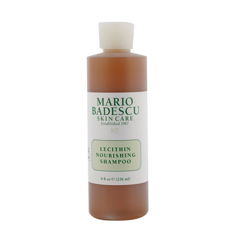 Mario Badescu Lecithin Nourishing Shampoo, 236ml, revitalizes all hair types with Jojoba Oil for moisture and softness.