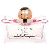 Salvatore Ferragamo Signorina In Fiore Eau De Toilette Spray in 50ml, featuring floral notes of pear, cherry blossom, and sandalwood.