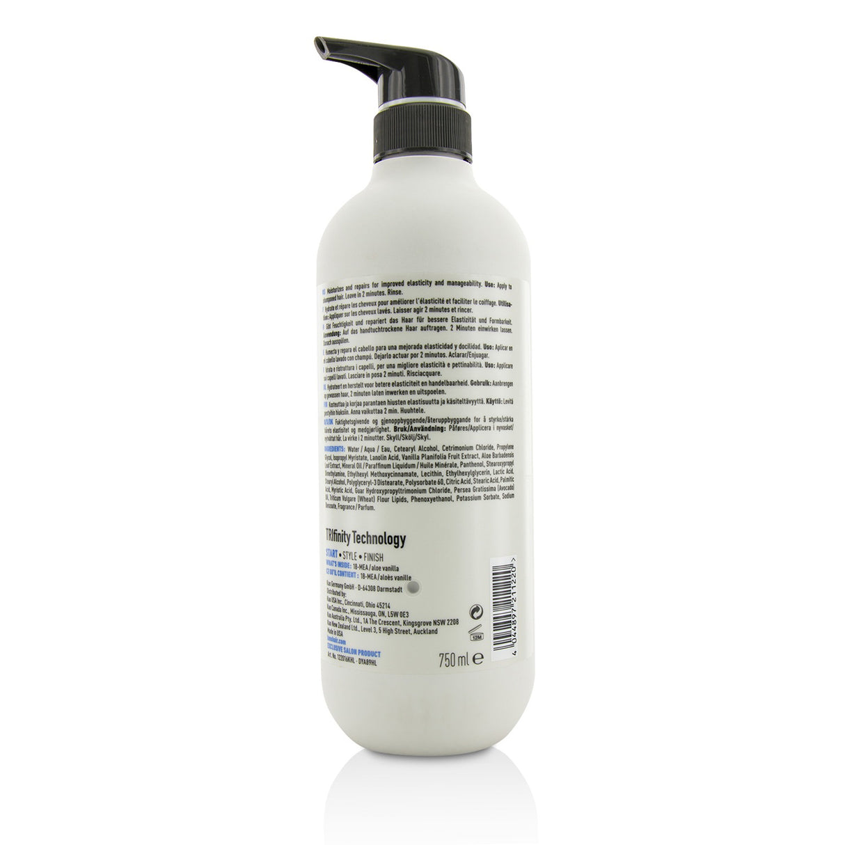 KMS California Moist Repair Conditioner 750ml, infused with Aloe & Vanilla for nourishing, reparative hair care.