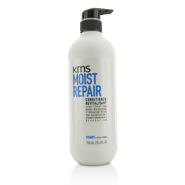 Moist Repair Conditioner enhances dry, damaged hair with Aloe Vera and Vanilla, offering detangling and revitalizing benefits.