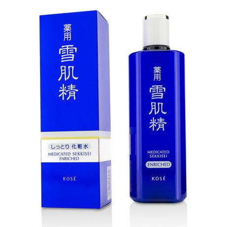 Kose Medicated Sekkisei Enriched Lotion 360ml, a herbal-infused moisturizer for face, neck, and body, ensuring deep hydration.