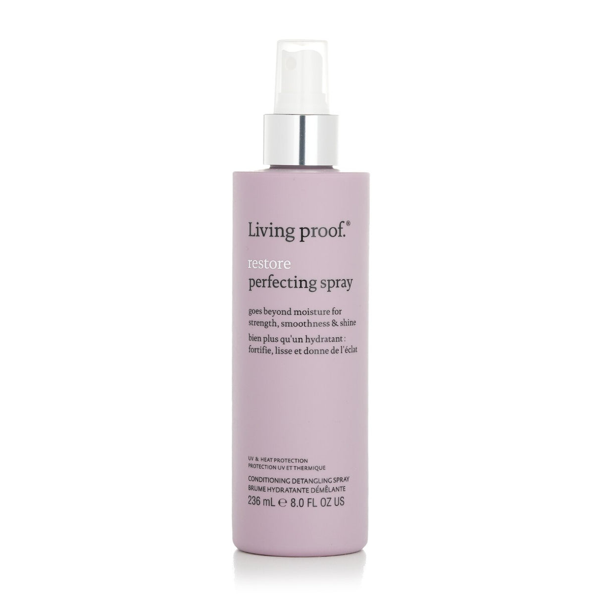 Living Proof Restore Perfecting Spray: lightweight conditioning spray for hydrated, detangled hair with UV and heat protection.