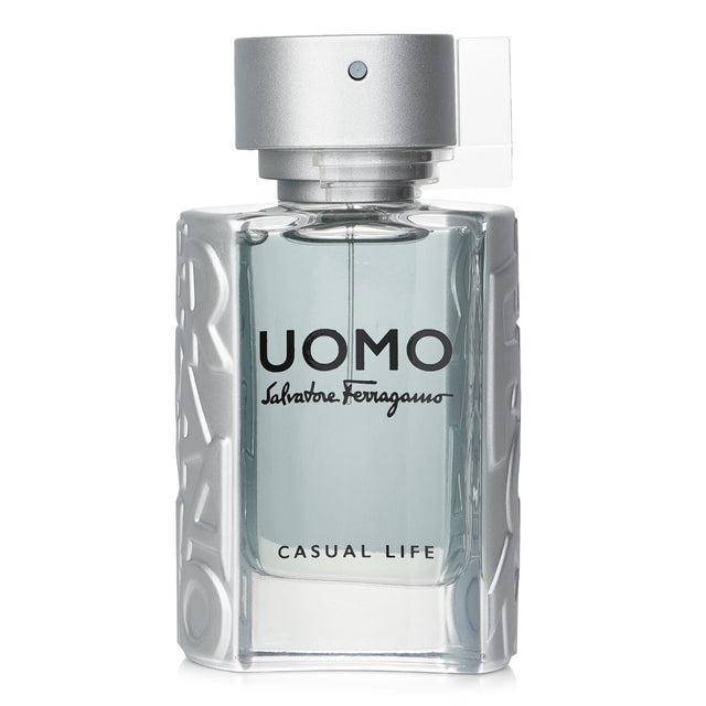 Salvatore Ferragamo Uomo Casual Life Eau De Toilette 50ml, a dynamic scent for adventurous men with fresh and woody notes.