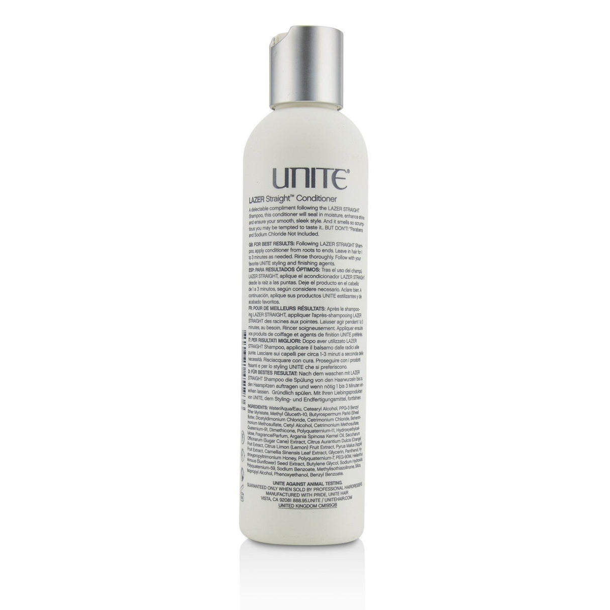 Luxurious 236ml straightening conditioner for unruly hair that tames curls, frizz, and tangles while adding shine.