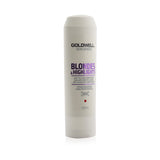 Goldwell Dual Senses Anti-Yellow Conditioner for blonde hair, nourishes, detangles, and neutralizes yellow tones.