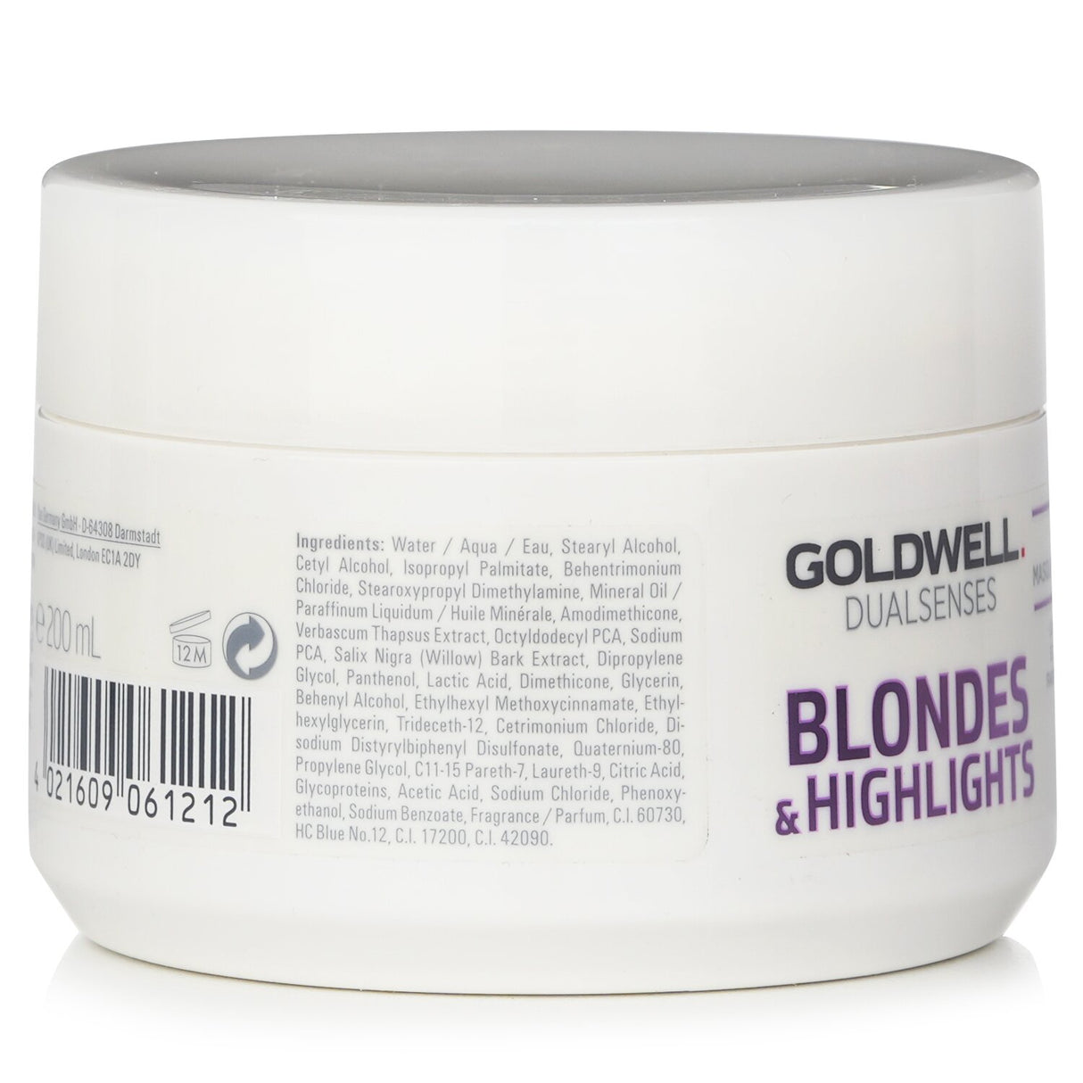 Goldwell Dual Senses Blondes & Highlights 60SEC Treatment for luminous, healthy blonde hair, enriched with FadeStopFormula and Mirabelle Oil.