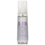 Goldwell Dual Senses Brilliance Serum Spray enhances blonde hair with color protection, luminosity, and lightweight conditioning.