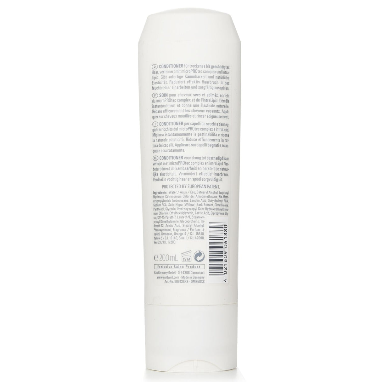 Luxurious 200ml repairing conditioner with Intra Lipid Complex for revitalizing damaged hair and preventing color fading.