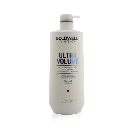 Goldwell Dual Senses Ultra Volume Conditioner for fine hair, 1000ml, offers volume, detangling, and a refreshing fruit scent.