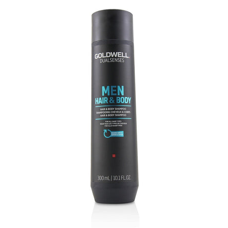 Goldwell Dual Senses Men Hair & Body Shampoo in 300ml, a 2-in-1 revitalizing formula for all hair types with Guarana Caffeine.