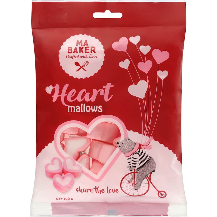 Ma Baker Marshmallows Heart Mallows Bag 100g