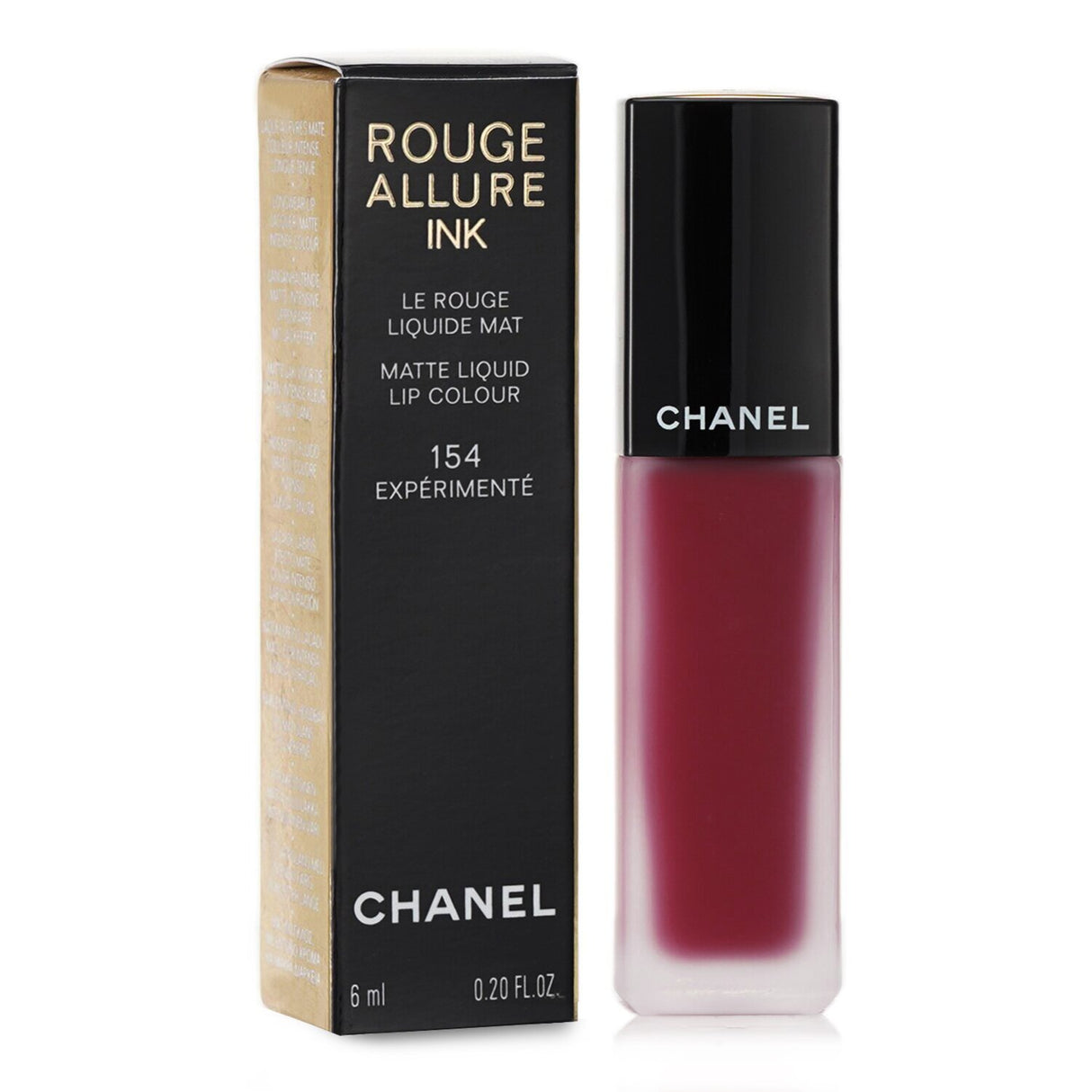 Chanel Rouge Allure Ink #154 Experimente: luxurious matte liquid lip colour with hydrating jojoba oil and easy applicator.