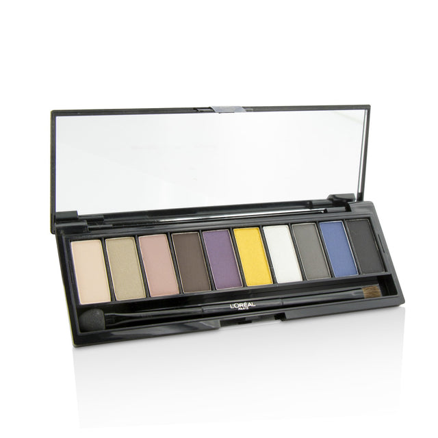 L'Oreal Color Riche Smoky Eyeshadow Palette with 10 versatile shades for dramatic or everyday looks, includes a dual applicator.