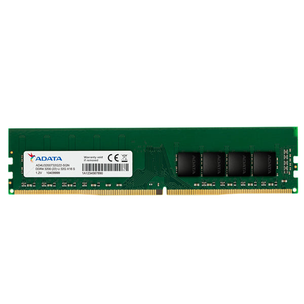 ADATA Premier 32GB DDR4 3200 DIMM memory module for desktops, offering high speed, low power consumption, and lifetime warranty.