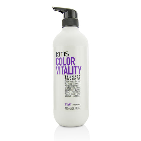 KMS California Color Vitality Shampoo bottle, 750ml, designed to protect and enhance color-treated hair for vibrant radiance.